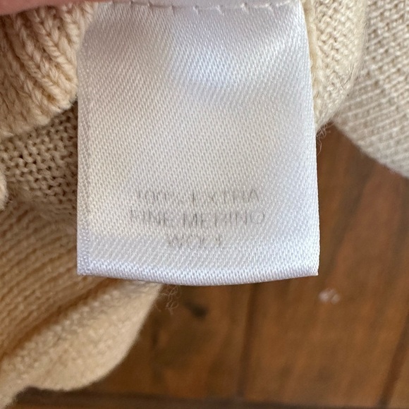 Turnbury 100%  Merino Wool Cream Pullover Lightweight Sweater with Collar Sz L - Picture 10 of 11